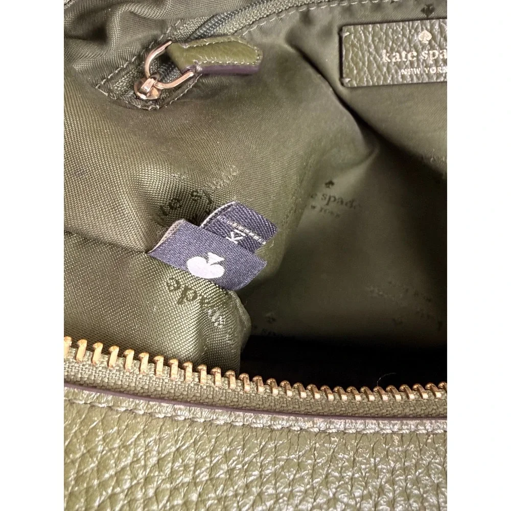 Kate Spade Medium Hobo Bag Olive Green Pebbled Leather Gold Hardwear KB694